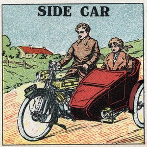 Mechanischer Antrieb: Motorrad mit Beiwagen. Anonyme Illustration von 1925. Private Sammlung. von Anonymous Anonymous