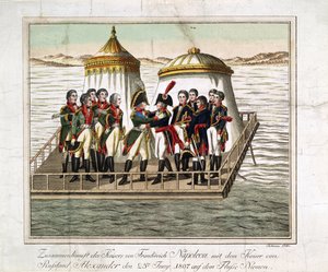 Treffen der Kaiser Alexander I. von Russland und Napoleon I. von Frankreich am Neman bei Tilsit