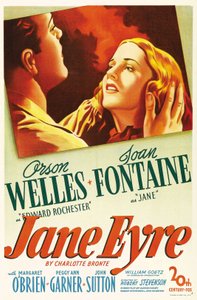 Filmplakat des Films „Jane Eyre“ geschrieben von Charlotte Bronte und inszeniert von Robert Stevenson im Jahr 1944 mit den Schauspielern Orson Welles als Edward Rochester und Joan Fontaine als Jane. Private Sammlung