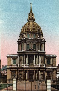 Paris: Außenansicht der Kuppel des Hôtel des Invalides, realisiert von Jules Hardouin Mansart (1646-1708) nach einem Entwurf von Liberal Bruand. Fotografie von 1920 in "Künstlerisches Album" der Stadt Paris. Private Sammlung.