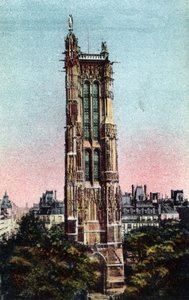 Paris: der Saint-Jacques-Turm, realisiert 1523. Fotografie von 1920 im „Artistic Album“ der Stadt Paris. Private Sammlung.