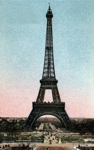 Paris: Blick auf den Eiffelturm, gebaut zwischen 1887 und 1889 von Gustave Eiffel (1832-1923). Fotografie von 1920 im „Artistic Album“ der Stadt Paris. Private Sammlung