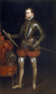 Porträt von Philipp II. (1527-1598) in Rüstung aus der Schlacht von Saint Quentin