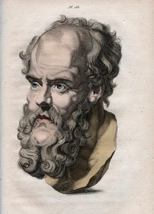 Physiognomie - Physiognomik - der griechische Philosoph Sokrates (ca. 469 v. Chr.-399 v. Chr.) (Büste von Sokrates (ca. 469 v. Chr.-399 v. Chr.), athenischer Philosoph) - Gravur von 1808 in „Die Kunst, Menschen durch Physiognomie zu erkennen“ von Johann Ca von Anonymous Anonymous