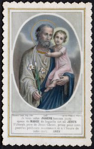 Fromme Bild: Jesus als Kind in den Armen von Joseph