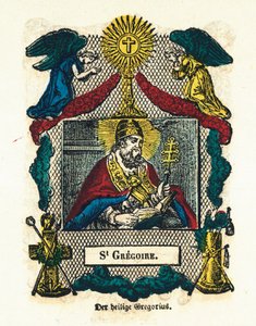 Andachtsbild: Heiliger Gregor I. der Große. Gravur des 19. Jahrhunderts von Anonymous Anonymous