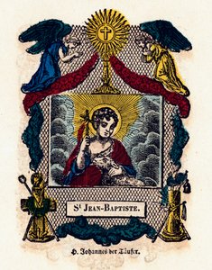 Andachtsbild: Heiliger Johannes der Täufer. Gravur des 19. Jahrhunderts. Private Sammlung von Anonymous Anonymous