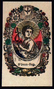 Andachtsbild: Johannes der Täufer. Gravur des 19. Jahrhunderts. Private Sammlung von Anonymous Anonymous