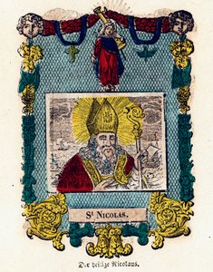 Andachtsbild: Heiliger Nikolaus. Gravur des 19. Jahrhunderts. Private Sammlung von Anonymous Anonymous