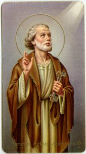 Andachtsbild: Der Apostel St. Peter (Chromolithographie)
