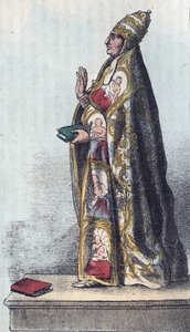 Papst Bonifatius VIII. (1235-1303) - Bonifatius VIII. (Bonifacius oder Bonifacio) (1294-1303) - Gravur aus „Usi e Costumi di Tutti i Popoli dell