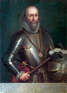 Porträt von Álvaro de Bazán y Guzmán, erster Marquis von Santa Cruz (1526-1588), Admiral und spanischer Seefahrer - Anonyme Malerei, Öl auf Leinwand von Anonymous Anonymous