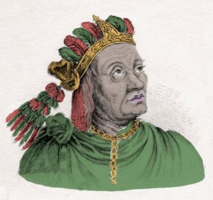 Porträt von Atahualpa (1502-1533), letzter Kaiser des Inka-Reiches. Gravur des 19. Jahrhunderts. Mailänder von Anonymous Anonymous