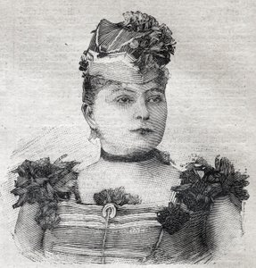 Porträt von Eugenie Weiss, bekannt als Jenny Baronin von Rahden, Mitglied der brasilianischen Zirkustruppe und Autorin des Buches „Der Roman der Reiterin“, getötet von ihrem Ehemann. In „Le Petit Parisien“ am 03.09.1893 von Anonymous Anonymous