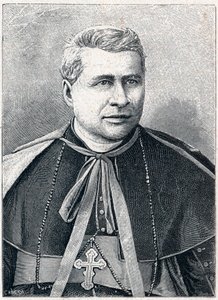 Porträt von Giovanni Simeoni (1816-1892), italienischer Kardinal. Gravur in „Les Missions Catholiques au XIXème Siècle“ von Louis-Eugène Louvet. Private Sammlung.
