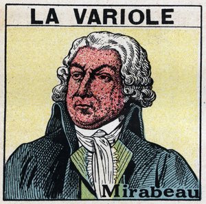 Porträt von Honore Gabriel Riqueti, Graf von Mirabeau mit Pockennarben im Gesicht. Anonyme Illustration.
