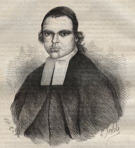 Porträt von Louis Bonafous, in Religion Frere Leotade, beschuldigt der Vergewaltigung und des Mordes. Er starb am 27. Januar 1850 im Toulon Bagne. Gravur in „Histoire des bagnes depuis leur création à nos jours“ (1877) von Pierre Zaccone (1817-1895). von Anonymous Anonymous