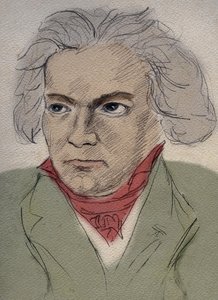 Porträt von Ludwig van Beethoven (1770-1827), deutscher Komponist - anonyme Zeichnung Anfang des 20. Jahrhunderts - Private Sammlung von Anonymous Anonymous