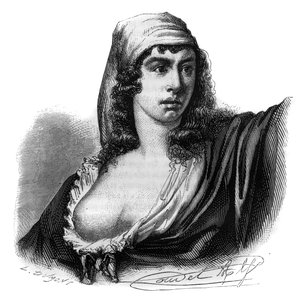 Porträt von Théroigne de Méricourt (1762-1817), französische Revolutionärin - Gravur in „Geschichte der Girondisten“ von Alphonse de Lamartine