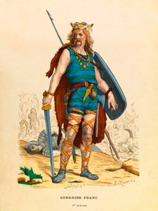 Porträt eines fränkischen Kriegers in der Antike. Gravur. Private Sammlung von Anonymous Anonymous