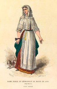 Porträt einer adligen Dame im Morgenkleid 1676, Gravur - private Sammlung