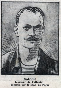Porträt des Anarchisten Francois Salsou, der den Anschlag auf den Schah von Persien Muzaffar ad Din in Paris am 2. August verübte