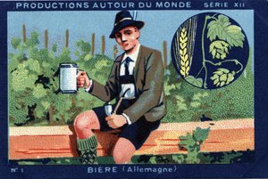 Produktionen rund um die Welt: Bier in Deutschland. Chromolithographie von 1933 im „Joseph-Milliat Album“