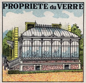Strahlung und Leitfähigkeit: Ein Glashaus nutzt eine der Eigenschaften von Glas, um für Lichtwärme transparent und für Dunkelwärme undurchsichtig zu sein. Anonyme Illustration von 1925. Private Sammlung.