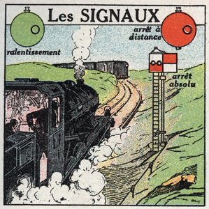 Eisenbahnen: Signale zur Gewährleistung der Verkehrssicherheit. Anonyme Illustration von 1925. Private Sammlung