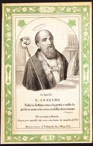 Darstellung des Heiligen Anselm. Andachtsbild. Postkarte. Anfang des 20. Jahrhunderts von Anonymous Anonymous