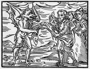 Satan entkleidet die Zauberer - „Compendium Maleficarum“, behandelt Hexen, ihre Bosheit und ihre Zauberei von Francesco Maria Guazzo oder Guaccio oder Guaccius (15?? -16??) 1608 Private Sammlung