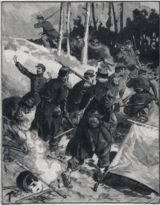 Szene aus dem Roman „Der Zusammenbruch“ von Emile Zola (1840-1902). In „Le Petit Parisien“ am 28.02.1892 von Anonymous Anonymous