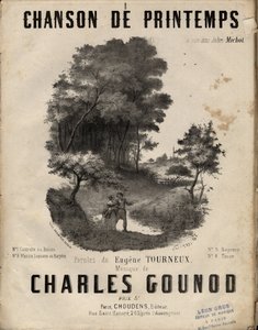 Notenblatt für „chanson de printemps“ Text von Eugène Tourneux, Musik von Charles Gounod. Private Sammlung.