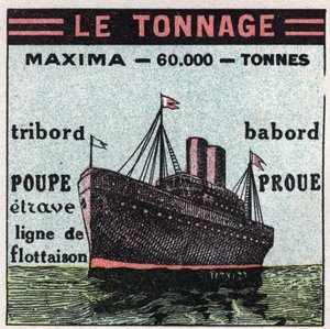 Schiffe und Schiffe: Tonnage. Anonyme Illustration von 1925. Privatsammlung. von Anonymous Anonymous