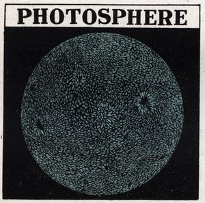 Spektralanalyse: Zusammensetzung der Sonne. Die Oberfläche der Sonne wird Photosphäre genannt. Anonyme Illustration von 1925. Private Sammlung.