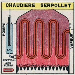 Dampferzeuger: Querschnitt eines Serpollet-Kessels. Anonyme Illustration von 1925. Private Sammlung. von Anonymous Anonymous