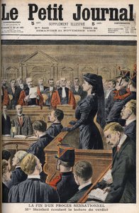 Steinheil-Fall: Marguerite Steinheil (1869-1954) hört die Urteilsverkündung - Le Petit Journal, November 1909
