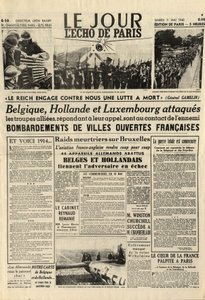 Die Schlacht von Belgien oder Belgienfeldzug - 18-Tage-Feldzug - Deutsche Invasion in Belgien während des Zweiten Weltkriegs - Journal „Le Jour. L