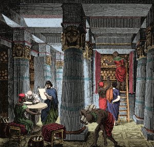 Die Bibliothek von Alexandria - Ansicht des Inneren der Bibliothek von Alexandria in Ägypten von Anonymous Anonymous