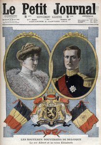 Die neuen Herrscher von Belgien - König Albert I. und Königin Elisabeth von Bayern - In „Le Petit Journal“ vom Januar 1910 - Albert I. König von Belgien (1875-1934) mit seiner Frau Elisabeth von Bayern (1876-1965) von Anonymous Anonymous