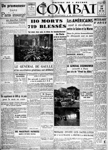 Der Pariser Aufstand zur Befreiung der Hauptstadt - Schlagzeile von „Combat“ vom 28.08.1944
