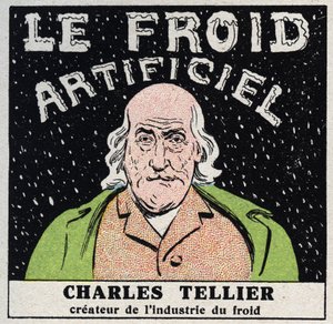 Die Kälteindustrie: Künstliche Kälte erfunden von Charles Tellier (1828-1913). Anonyme Illustration von 1925. Private Sammlung. von Anonymous Anonymous