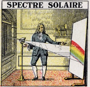 Die Farben: Sonnenspektrum, untersucht von Isaac Newton (1642-1727). Anonyme Illustration von 1925. Private Sammlung. von Anonymous Anonymous