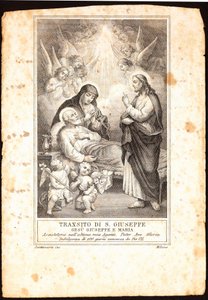 Der Tod des Heiligen Josef. Andachtsbild. 19. Jahrhundert von Anonymous Anonymous