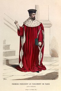 Der erste Präsident des Parlaments von Paris im 16. Jahrhundert unter der Herrschaft von König Heinrich III. - Erster Präsident des Parlaments von Paris 16. Jahrhundert - Private Sammlung von Anonymous Anonymous