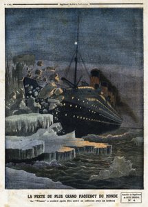 „Der Untergang des größten Liners der Welt: die „Titanic“ ist nach der Kollision mit einem Eisberg gesunken“, Gravur in „Le Petit Journal“, am 28.04.1912