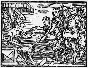 Die Hexen huldigen dem Teufel - „Compendium Maleficarum“, behandelt Hexen, ihre Bosheit und ihre Zauberei von Francesco Maria Guazzo (1608) Private Sammlung von Anonymous Anonymous