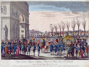 Der Hochzeitszug von Napoleon und Marie-Louise entlang der Champs Elysees am 2. April 1810 von Anonymous Anonymous
