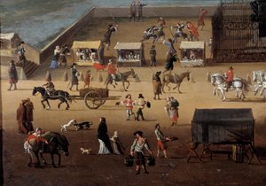 Verkehr auf der Pont Neuf in Paris im 17. Jahrhundert (Detail)