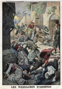 Erster Weltkrieg, Armenischer Völkermord, Zerstörung der armenischen Bevölkerung durch osmanische Türken, Illustration aus der französischen Zeitung Le Petite Journal, 12. Dezember von Anonymous Anonymous